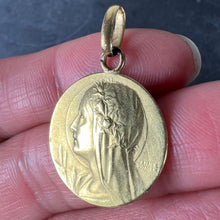 Load image into Gallery viewer, Antique French Emile Monier Virgin Mary 18K Yellow Gold Pendant Charm Medal
