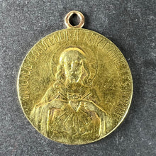 Load image into Gallery viewer, French Sacred Heart Madonna and Child 18K Yellow Gold Religious Medal Pendant
