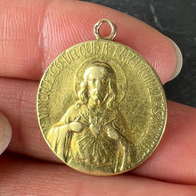 Load image into Gallery viewer, French Sacred Heart Madonna and Child 18K Yellow Gold Religious Medal Pendant
