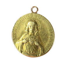 Load image into Gallery viewer, French Sacred Heart Madonna and Child 18K Yellow Gold Religious Medal Pendant
