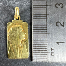 Load image into Gallery viewer, French Art Deco Virgin Mary 18K Yellow Gold Religious Charm Medal Pendant
