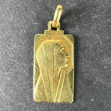 Load image into Gallery viewer, French Art Deco Virgin Mary 18K Yellow Gold Religious Charm Medal Pendant
