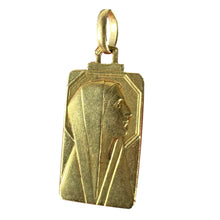 Load image into Gallery viewer, French Art Deco Virgin Mary 18K Yellow Gold Religious Charm Medal Pendant
