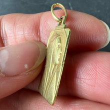 Load image into Gallery viewer, French Art Deco Virgin Mary 18K Yellow Gold Religious Charm Medal Pendant

