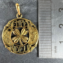 Load image into Gallery viewer, Antique French Semper Fidelis Always Faithful Forever Love 18K Yellow Gold Lucky Clover Pendant
