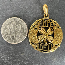 Load image into Gallery viewer, Antique French Semper Fidelis Always Faithful Forever Love 18K Yellow Gold Lucky Clover Pendant
