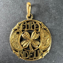 Load image into Gallery viewer, Antique French Semper Fidelis Always Faithful Forever Love 18K Yellow Gold Lucky Clover Pendant

