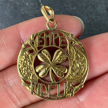 Load image into Gallery viewer, Antique French Semper Fidelis Always Faithful Forever Love 18K Yellow Gold Lucky Clover Pendant
