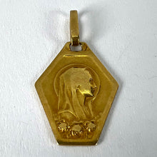 Load image into Gallery viewer, French Art Deco Virgin Mary 18K Yellow Gold Religious Charm Medal Pendant
