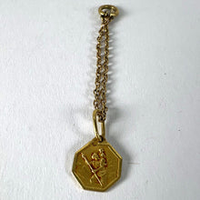 Load image into Gallery viewer, Small Vintage French St Christopher 18K Yellow Gold Charm Pendant with Key Chain
