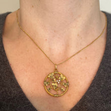 Load image into Gallery viewer, French Ivy Leaves Rolled 18K Yellow Rose White Gold Seed Pearl Charm Pendant
