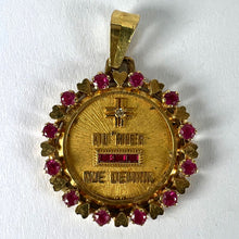 Load image into Gallery viewer, Vintage French Augis Plus Qu’Hier Heart Halo 18K Yellow Gold Love Medal Pendant
