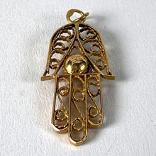 Load image into Gallery viewer, French Hamsa Hand Protective Amulet 18K Yellow Gold Charm Pendant
