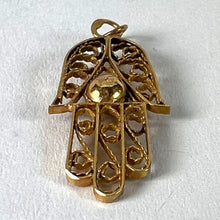 Load image into Gallery viewer, French Hamsa Hand Protective Amulet 18K Yellow Gold Charm Pendant
