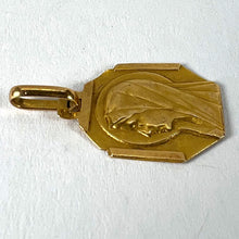 Load image into Gallery viewer, French Art Deco Virgin Mary 18K Yellow Gold Religious Charm Medal Pendant
