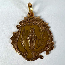 Load image into Gallery viewer, Antique French Virgin Mary Floral 18K Yellow Rose Gold Religious Pendant Medal
