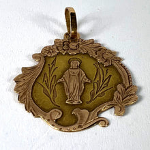 Load image into Gallery viewer, Antique French Virgin Mary Floral 18K Yellow Rose Gold Religious Pendant Medal
