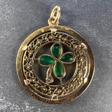 Load image into Gallery viewer, French Lucky Shamrock Four Leaf Clover 18K Yellow Gold Diamond Charm Pendant

