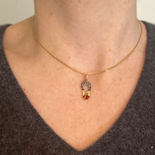 Load image into Gallery viewer, French Art Deco Love Magnet 18K Yellow Gold Enamel Charm Pendant
