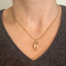 Load image into Gallery viewer, Vintage 18K Rose Gold Heart Padlock Charm Pendant
