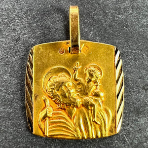 French 18K Yellow Gold Saint Christopher Charm Pendant