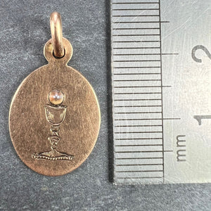 French Holy Chalice 18K Rose Gold Pearl Medal Pendant