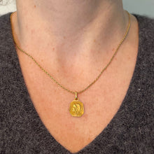 Load image into Gallery viewer, French Art Deco Virgin Mary 18K Yellow Gold Religious Charm Medal Pendant
