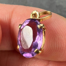 Load image into Gallery viewer, Vintage French 18K Yellow Gold Purple Amethyst Oval Pendant
