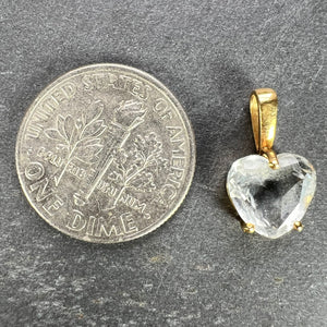Vintage French 18K Yellow Gold Blue Aquamarine Heart-Shaped Pendant