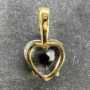 Vintage French 18K Yellow Gold Blue Aquamarine Heart-Shaped Pendant