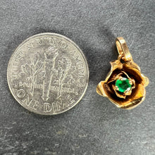 Load image into Gallery viewer, French Rose 18K Yellow Gold Emerald Charm Pendant

