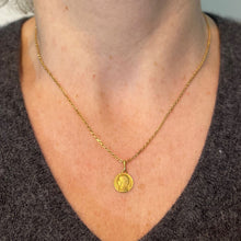 Load image into Gallery viewer, Small Vintage French Mazzoni Virgin Mary 18K Yellow Gold Religious Charm Pendant
