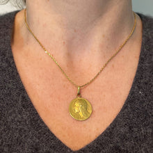 Load image into Gallery viewer, Antique French Emile Monier Virgin Mary 18K Yellow Gold Pendant Charm Medal
