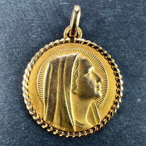 French Serraz Virgin Mary 18K Yellow Gold Medal Pendant
