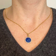 Load image into Gallery viewer, Vintage Pisces Starsign Zodiac 18K Yellow Gold Enamel Charm Medal Pendant
