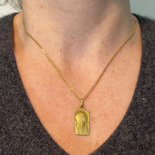 Load image into Gallery viewer, French Art Deco Virgin Mary 18K Yellow Gold Religious Charm Medal Pendant
