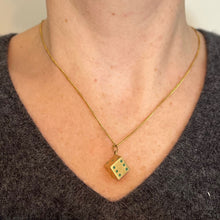 Load image into Gallery viewer, French Art Deco Die with Miniature Dice 18K Yellow Gold Enamel Charm Pendant
