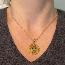 Load image into Gallery viewer, Antique French Semper Fidelis Always Faithful Forever Love 18K Yellow Gold Lucky Clover Pendant

