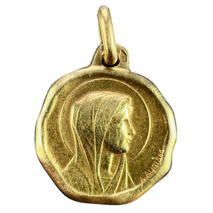 Augis Grun French Virgin Mary 18K Yellow Gold Charm Pendant