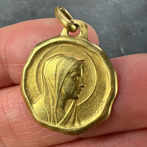 Augis Grun French Virgin Mary 18K Yellow Gold Charm Pendant