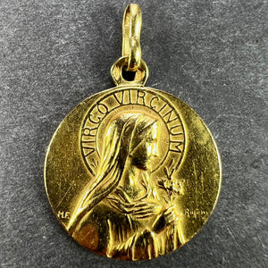 French Ruffony Virgin Mary Virgo Virginum 18K Yellow Gold Medal Pendant