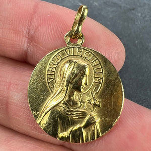 French Ruffony Virgin Mary Virgo Virginum 18K Yellow Gold Medal Pendant