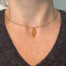 Load image into Gallery viewer, French Hamsa Hand Protective Amulet 18K Yellow Gold Charm Pendant
