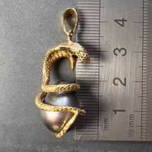 Load image into Gallery viewer, King Cobra Serpent Snake 18K Yellow Gold Tahitian Black Pearl Pendant
