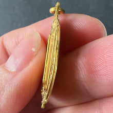 Load image into Gallery viewer, Antique French Shield Flowers Roses Leaves Wreath 18K Yellow Gold Medal Pendant
