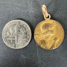Load image into Gallery viewer, Antique French Robert Angel Praying 18 Karat Yellow Gold Medal Pendant
