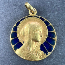 Load image into Gallery viewer, French Vernon Virgin Mary Plique A Jour Enamel 18K Yellow Gold Charm Pendant
