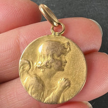 Load image into Gallery viewer, Antique French Robert Angel Praying 18 Karat Yellow Gold Medal Pendant
