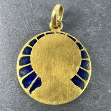 Load image into Gallery viewer, French Vernon Virgin Mary Plique A Jour Enamel 18K Yellow Gold Charm Pendant
