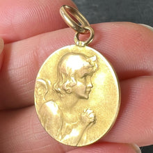 Load image into Gallery viewer, Antique French Robert Angel Praying 18 Karat Yellow Gold Medal Pendant
